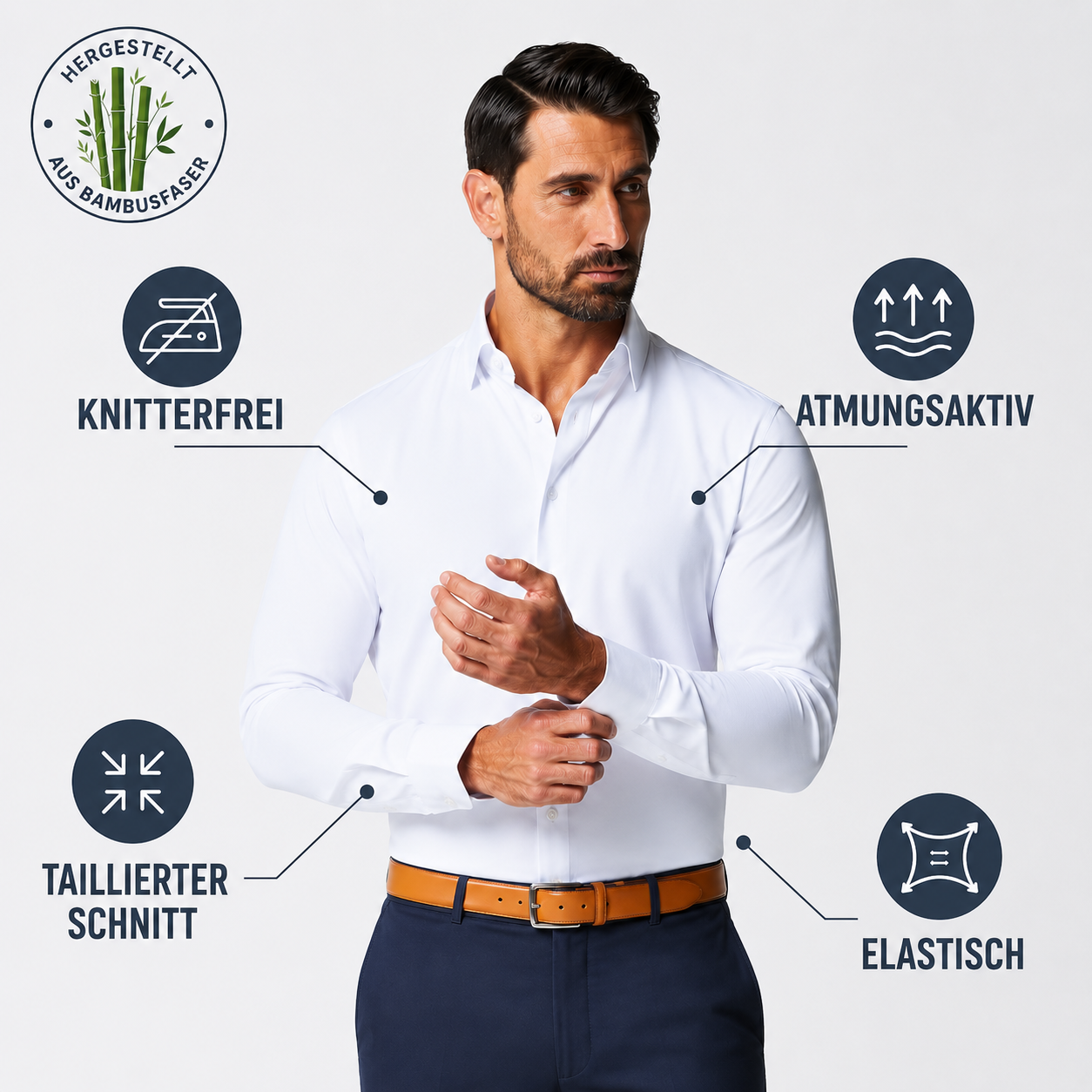 Knitterfreies Hemd mit Slim Fit